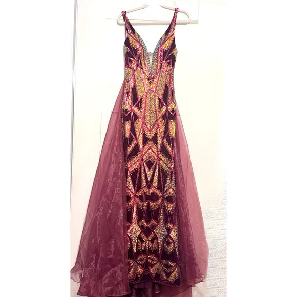 Jonathan Kayne 2238 Formal Prom Pageant Dress Sheer Overlay Size 6 - Picture 5 of 10